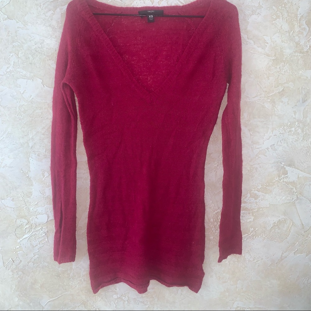 Hot Pink fuchsia scoop neck light weight tunic style sweater mossimo size XS